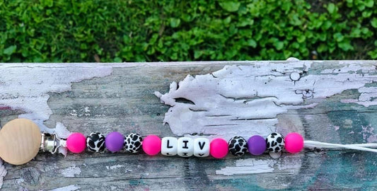 Cow print Pacifier Clip