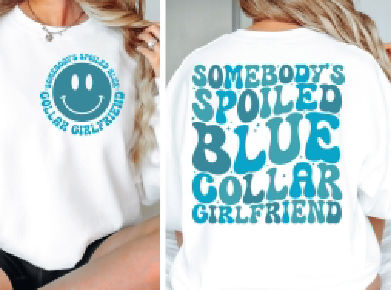 Blue collar girlfriend, front and back